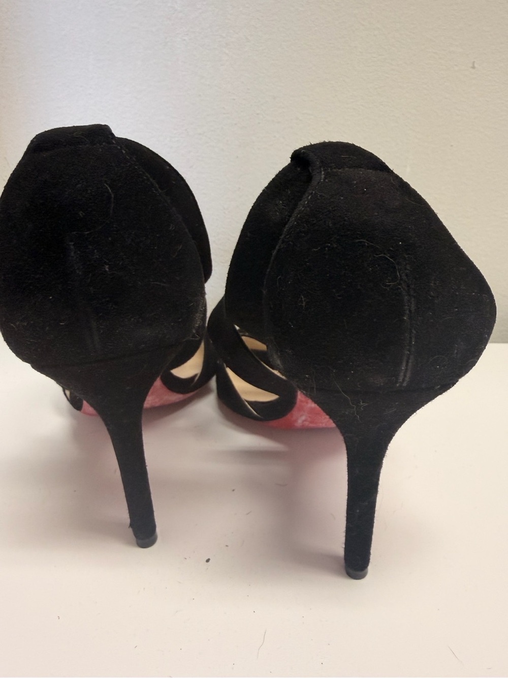 Jimmy Choo Black Suede Strappy High Heels with Gold Buckle - Picture 3 of 6
